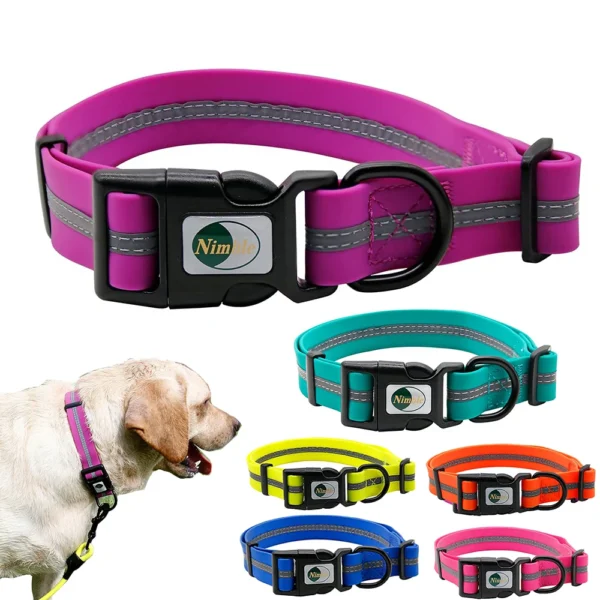 Dog Collar Waterproof Pet, Anti-Odor Durable Adjustable Polyester Soft with Reflective Stripe