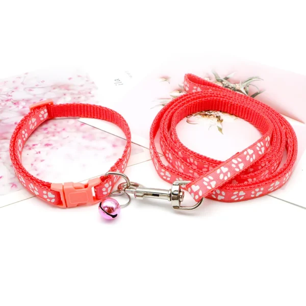 Dog Paw Print Pet Traction Rope Puppy Collar Set - Image 22