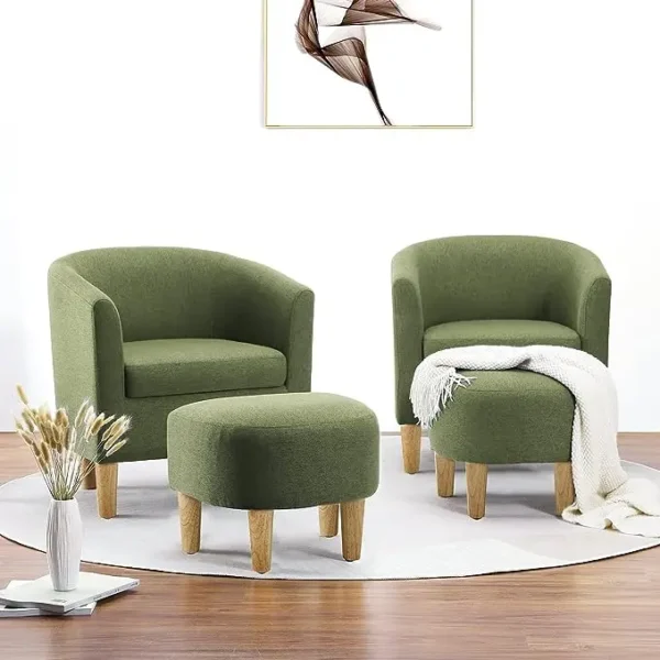 Accent Chair, Mid Century Modern Chair with Ottoman - Image 22