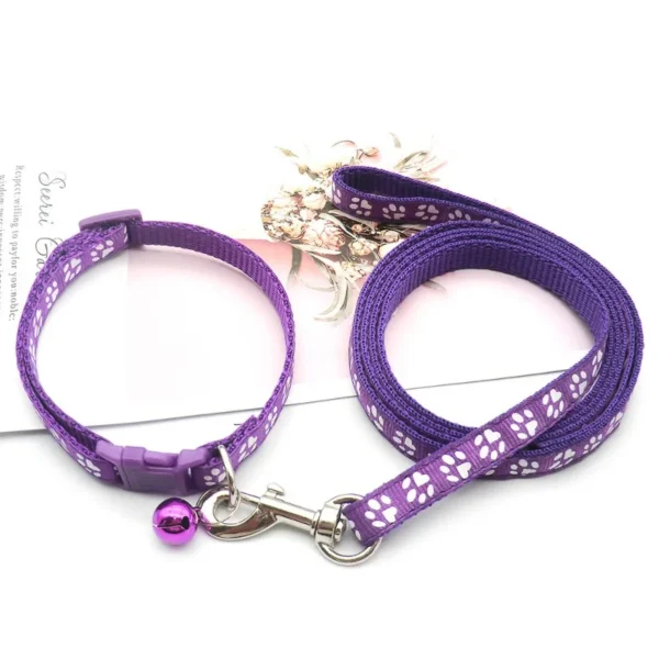 Dog Paw Print Pet Traction Rope Puppy Collar Set - Image 4