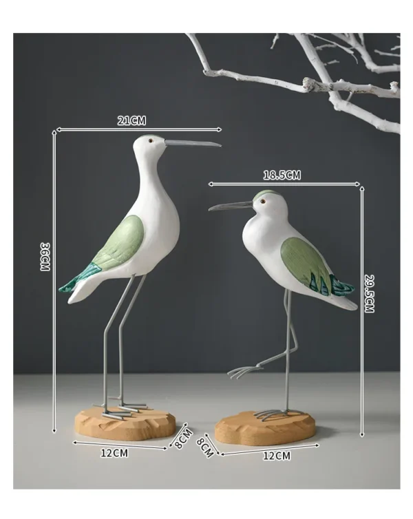 2pcs Nautical Beach Seagull Sculpture wooden Figurines - Image 9