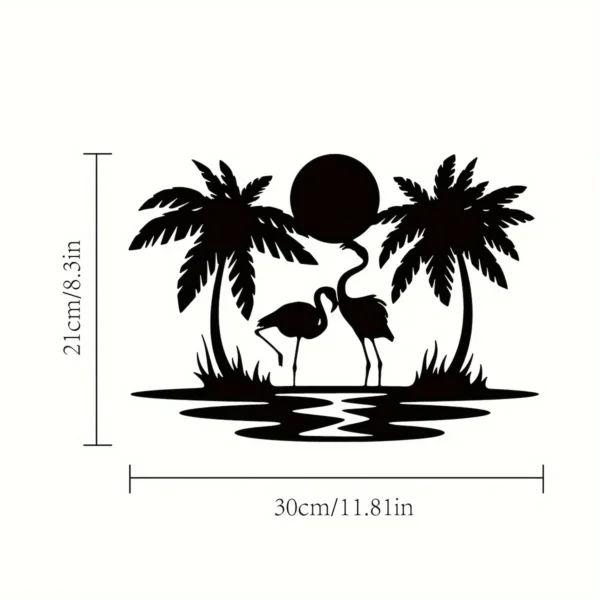 Metal Flamingo Palm Tree Sunset Sign - Image 2