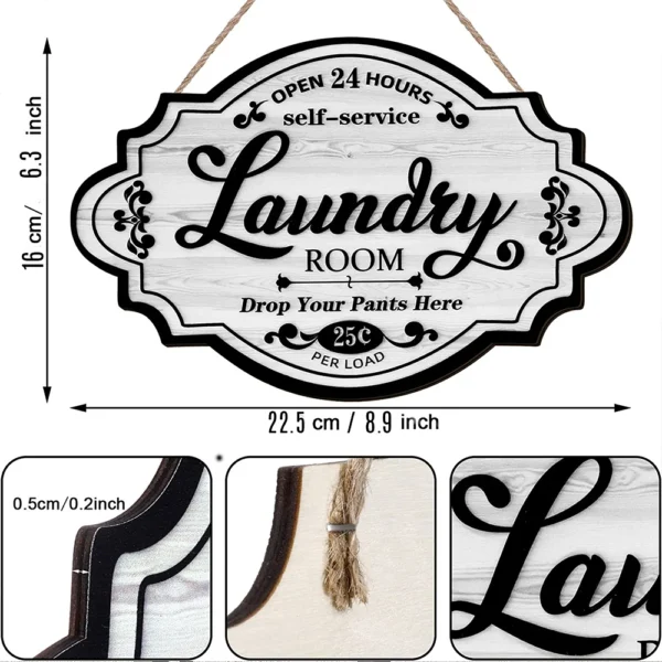 Vintage Laundry Room Wooden Sign - Image 5