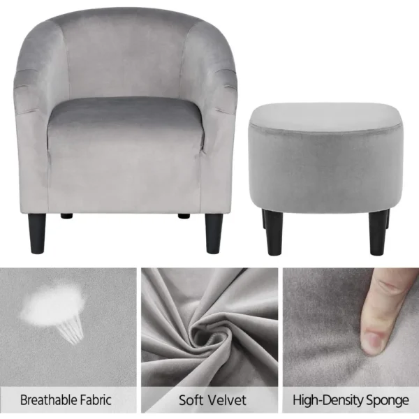 Fabric Accent Armchair with Footstool - Image 15