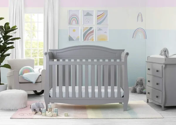 4-in-1 Convertible Baby Crib, Grey - Image 2