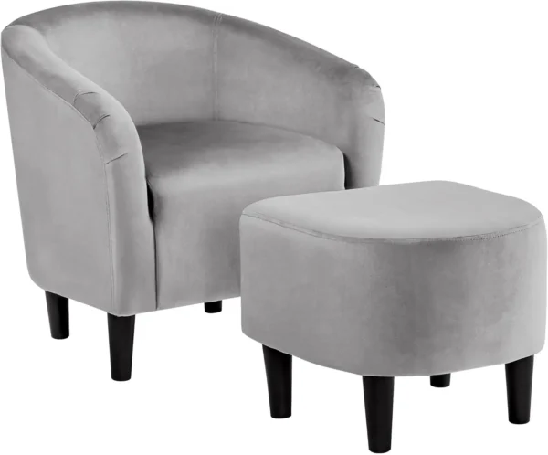 Fabric Accent Armchair with Footstool - Image 7