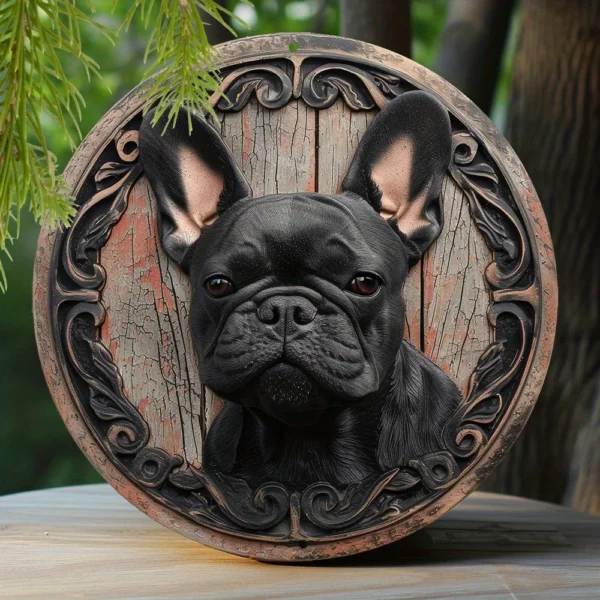 Round Metal Aluminum Dog Sign - Image 4