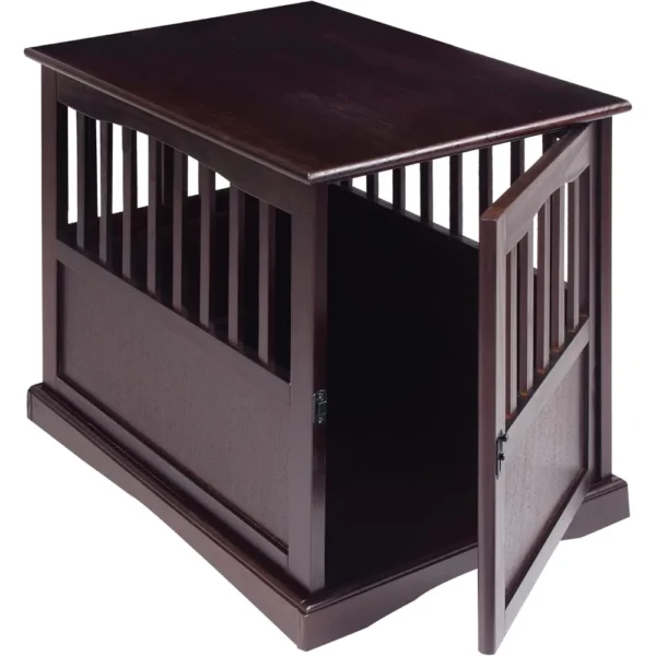 Wooden Medium Pet Crate, End Table, Espresso