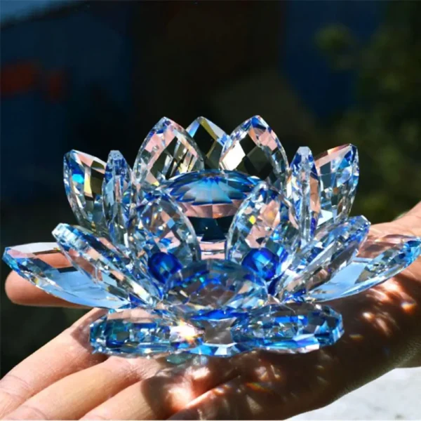 Crystal Lotus Flower Figurine Glass - Image 5