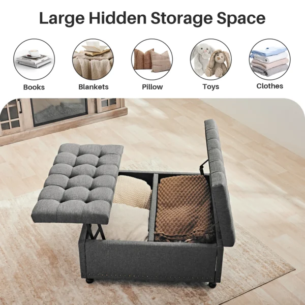 Large Square Storage Ottoman Bench - Image 5