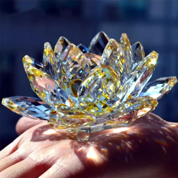 Crystal Lotus Flower Figurine Glass - Image 4