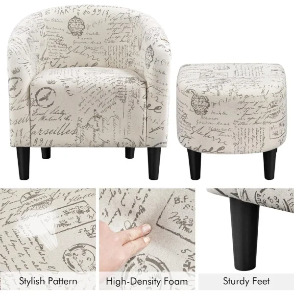 Fabric Accent Armchair with Footstool - Image 6