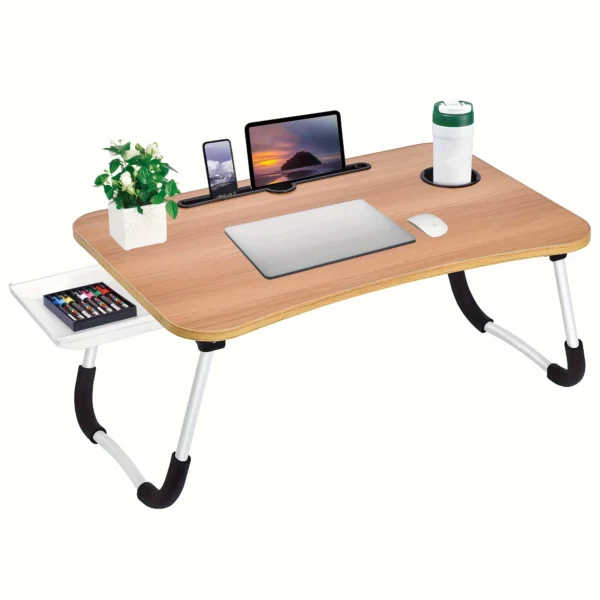 Foldable Lap Table with Cup Holder Drawer