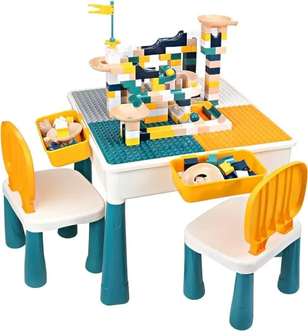 All-in-One Kids Table and Chairs Set with 100PCS Marble Run - Image 7