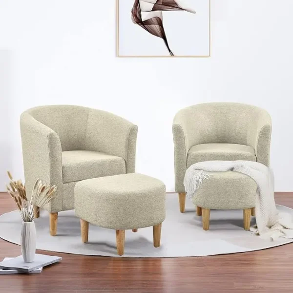 Accent Chair, Mid Century Modern Chair with Ottoman - Image 18