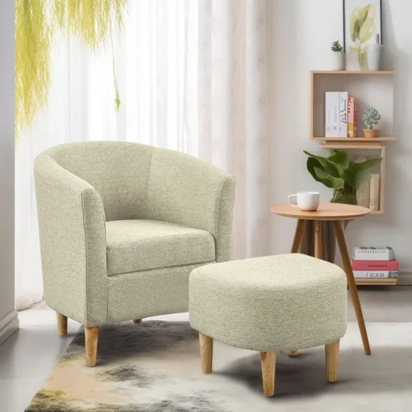 Accent Chair, Mid Century Modern Chair with Ottoman - Image 5