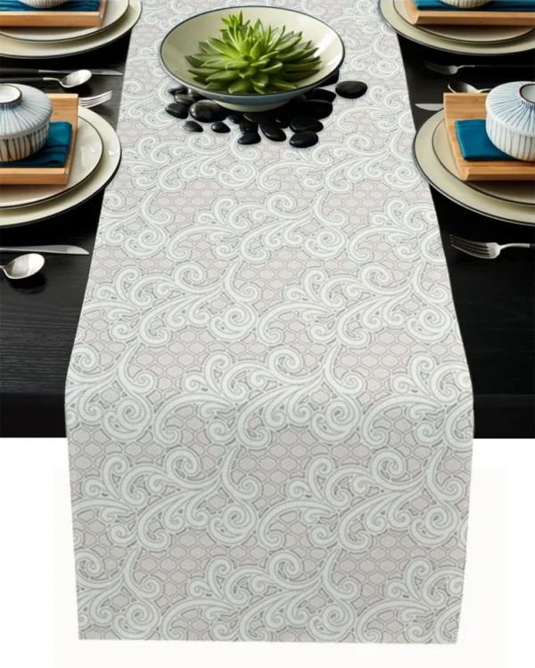 Linen Burlap Table Runner Colorful Morocco Flowers - Image 8