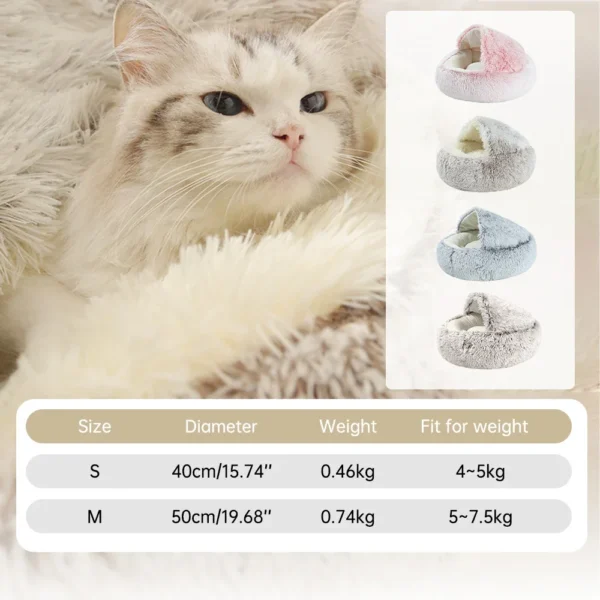 Winter Long Soft Plush Round Cat Bed - Image 10