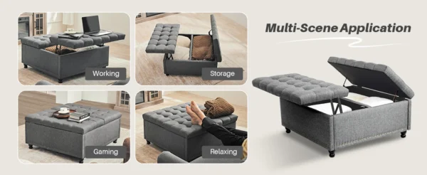 Large Square Storage Ottoman Bench - Image 11