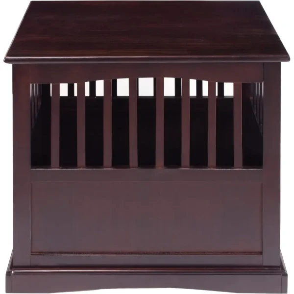 Wooden Medium Pet Crate, End Table, Espresso - Image 3