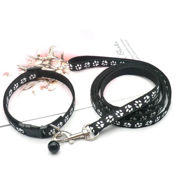 Dog Paw Print Pet Traction Rope Puppy Collar Set - Image 9