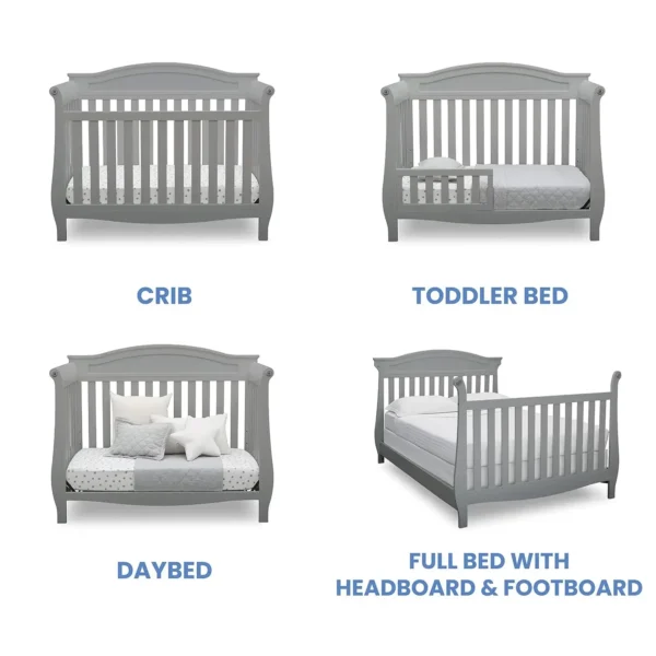 4-in-1 Convertible Baby Crib, Grey - Image 3