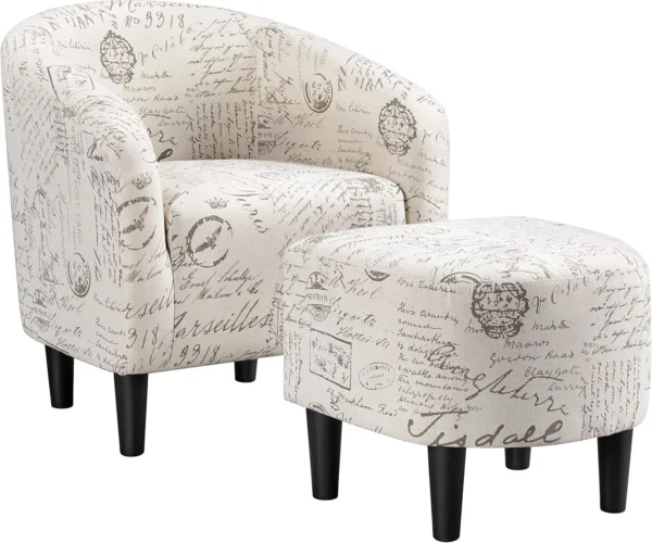 Fabric Accent Armchair with Footstool - Image 8