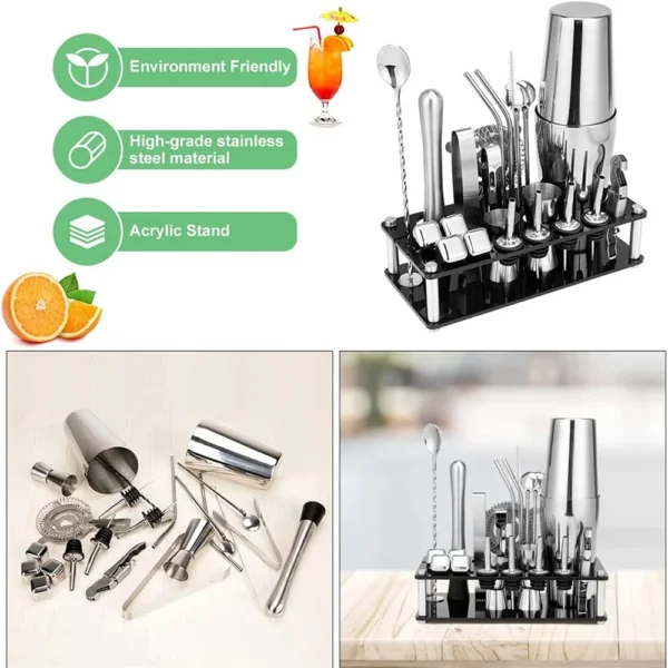 23-Piece Cocktail Shaker Set Stainless Steel - Image 4