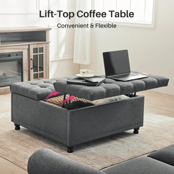 Large Square Storage Ottoman Bench - Image 4