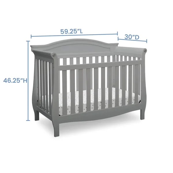 4-in-1 Convertible Baby Crib, Grey - Image 4