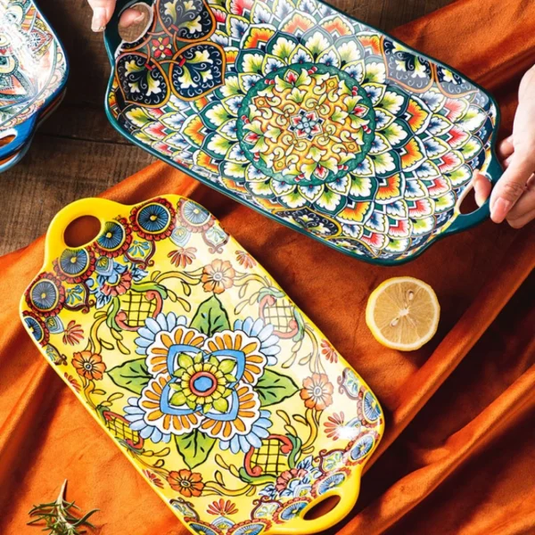 Bohemian Ceramic Serving Dish