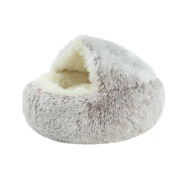 Winter Long Soft Plush Round Cat Bed - Image 9