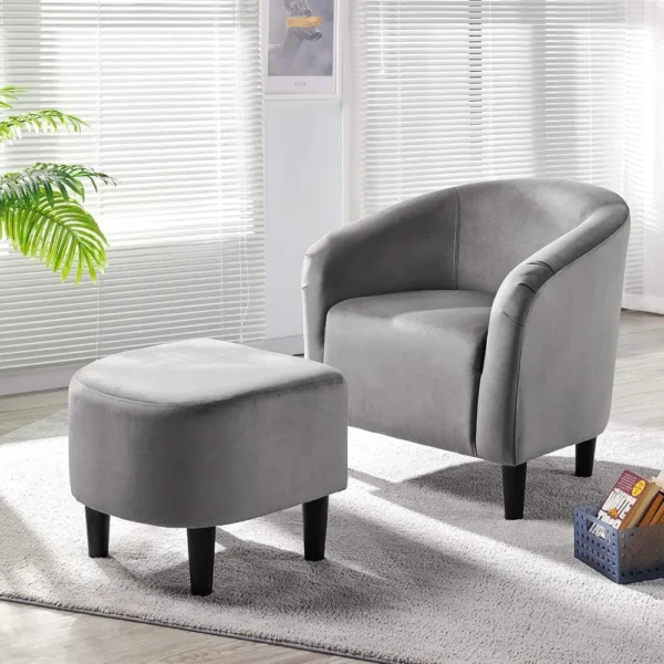 Fabric Accent Armchair with Footstool - Image 13