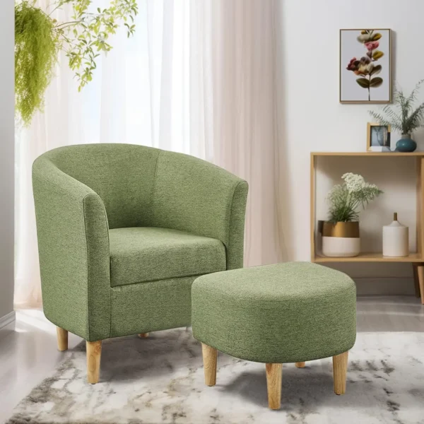 Accent Chair, Mid Century Modern Chair with Ottoman - Image 12