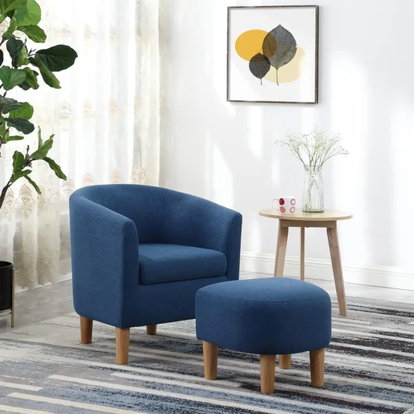 Accent Chair, Mid Century Modern Chair with Ottoman - Image 15