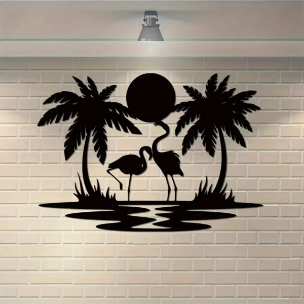 Metal Flamingo Palm Tree Sunset Sign - Image 7