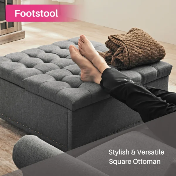 Large Square Storage Ottoman Bench - Image 2