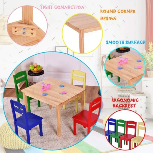 5 Piece Wood Activity Table & Chairs for Children - Image 12