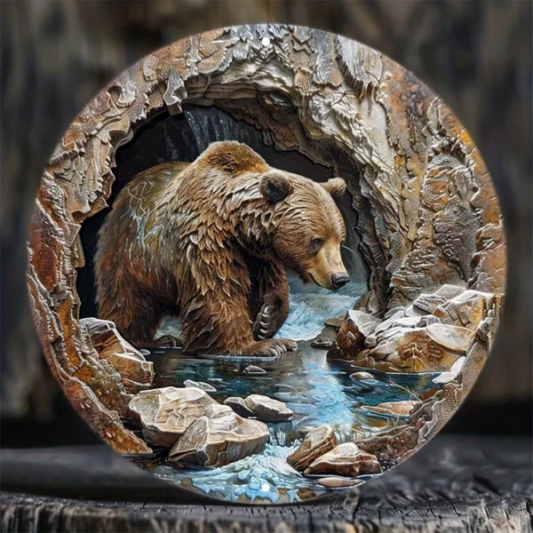 Rustic Brown Bear Cave Scene - Image 7