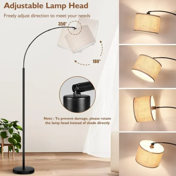 Modern Standing Lamp with Adjustable Hanging Drum Shade - Image 3