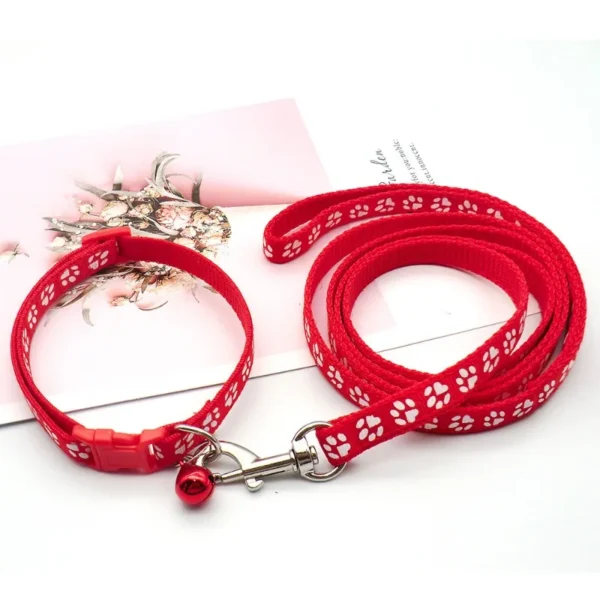 Dog Paw Print Pet Traction Rope Puppy Collar Set - Image 3