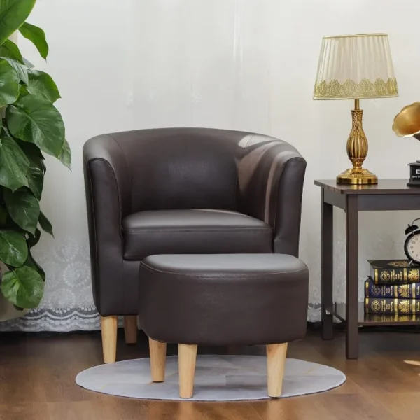 Accent Chair, Mid Century Modern Chair with Ottoman - Image 6