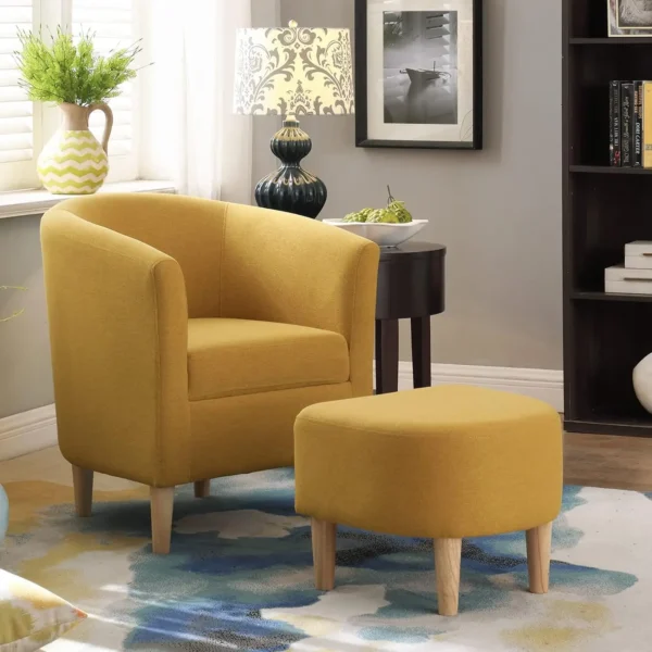 Accent Chair, Mid Century Modern Chair with Ottoman - Image 8