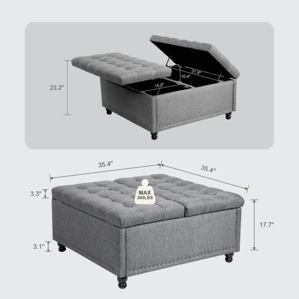 Large Square Storage Ottoman Bench - Image 8