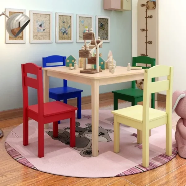 5 Piece Wood Activity Table & Chairs for Children - Image 3