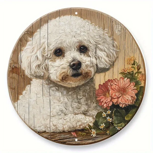 Round Metal Aluminum Dog Sign - Image 8