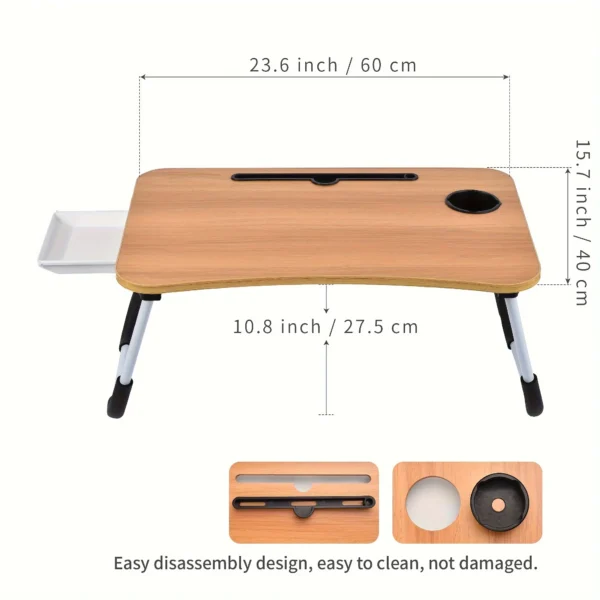 Foldable Lap Table with Cup Holder Drawer - Image 3