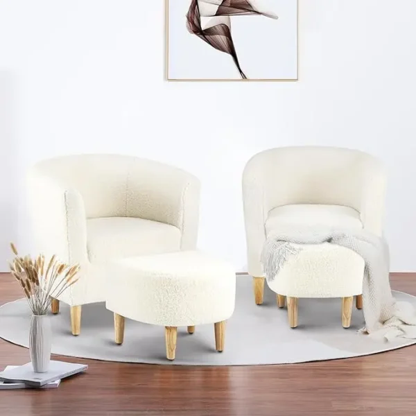 Accent Chair, Mid Century Modern Chair with Ottoman - Image 20