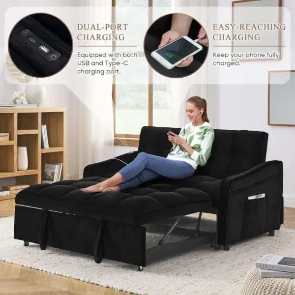 3 in 1 Sleeper Sofa Couch Bed with USB & Type C Port - Image 4