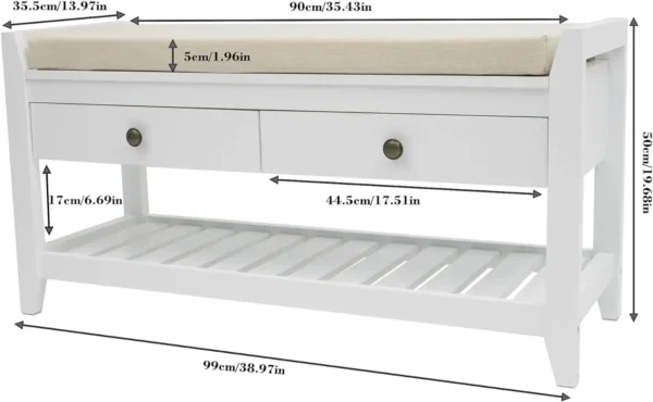 Entryway Bench with Cushioned Seat - Image 2